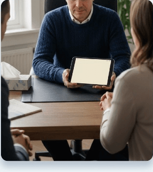 Funeral director in a consultation with relatives